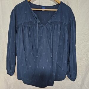 Old Navy Dark Blue Embroidered Blouse